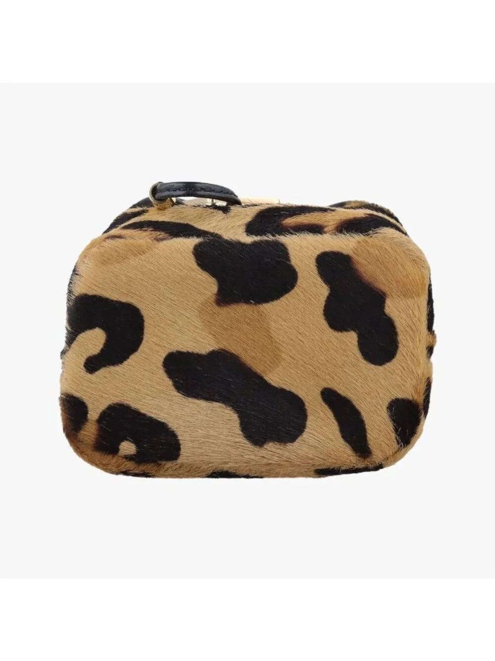Prada Leopard Pattern Mini Pouch Beige Black Light Brown Calf Hair Leather 42